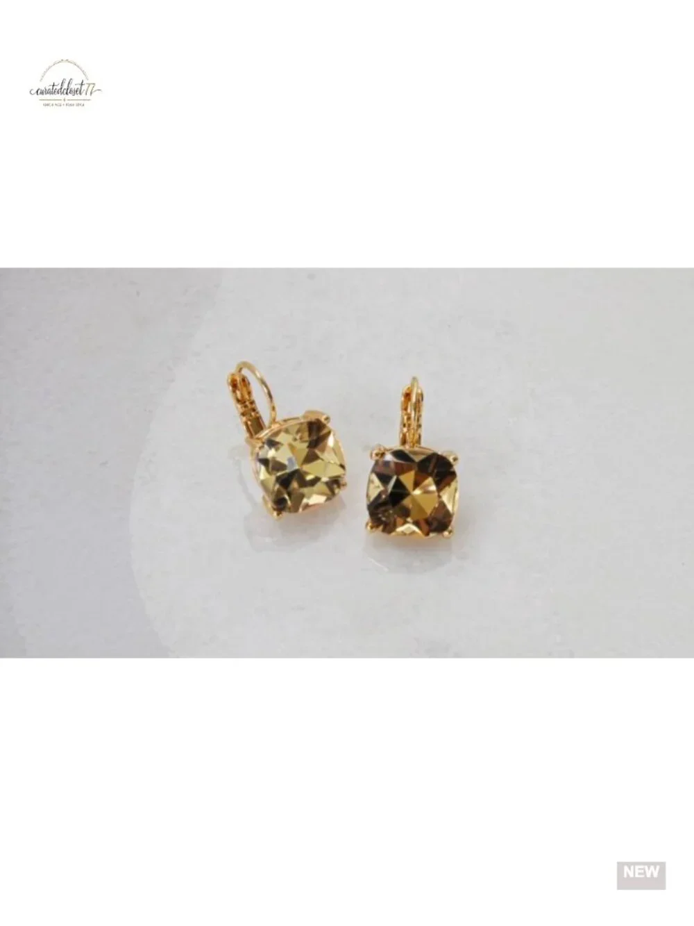 Sparkly Square Dangle Earrings - Leverback Glitter Statement Earrings for Women